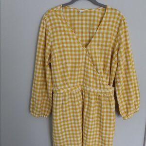 Old Navy Yellow Checkered Wrap Dress